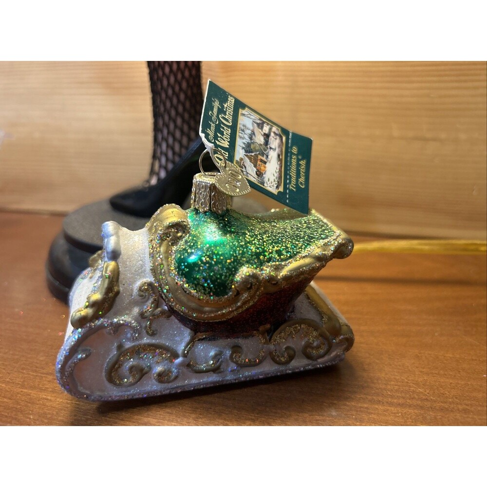2010 ELEGANT SLEIGH - OLD WORLD CHRISTMAS BLOWN GLASS ORNAMENT - NEW W/TAG 46036